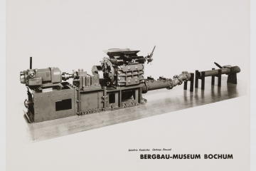 Foto von einem Modell einer Blasversatzmaschine im damaligen Bergbau-Museum Bochum