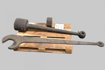 Modell mit Darstellung einer Dampfmaschine, die Pumpen auf einem Bergwerk antreibt