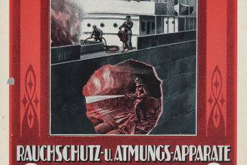 Werbeprospekt für Rauschschutzgeräte und Atemschutzgeräte mit Text und Bild