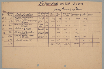 Wochenübersicht der zubereiteten Speisen