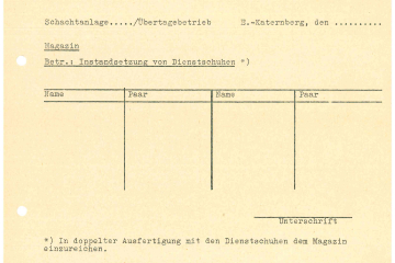 Antrag für Instandsetzung von Dienstschuhen