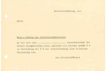 Formular für fristlose Entlassung