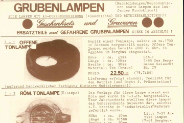 Angebotsliste mit Abbildung und Informationen zu Grubenlampen 