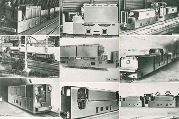 Abbildungen von Grubenlokomotiven in einem Werbeprospekt