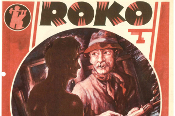 Werbeblatt mit Zeichnung eines Bergmanns, der seinem schwitzenden Kollegen einen Abbauhammer zeigt